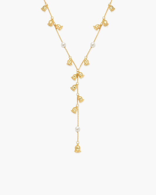 Lily of the Valley Pearl Lariat Necklace