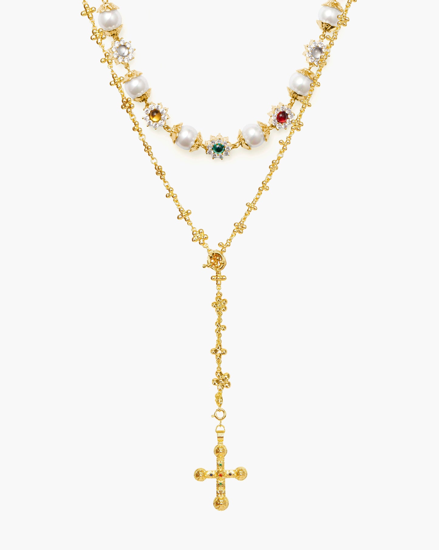 Daisy Pearl Necklace in Silver